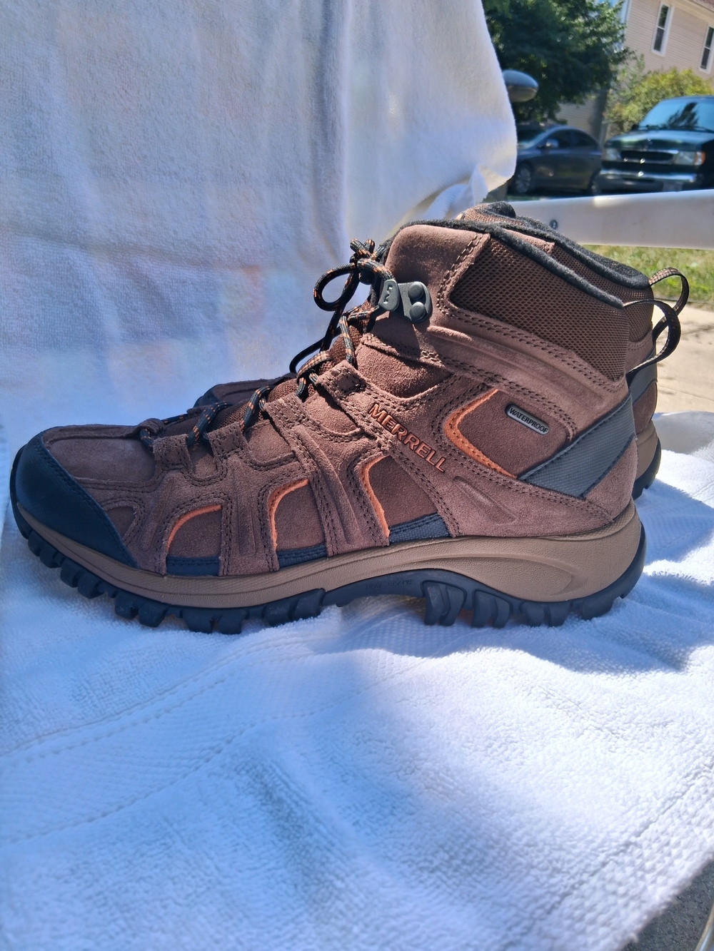 Merrell Men's Brown and Tan Waterproof Trail Mid Boots